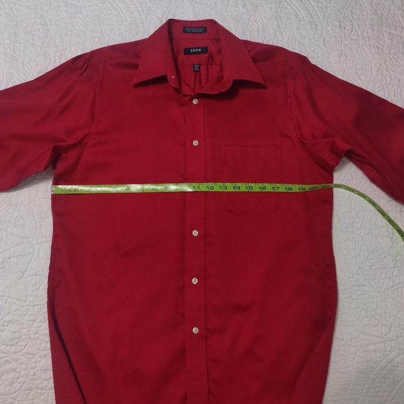 Izod deep red button down shirt. - Picture 3 of 8